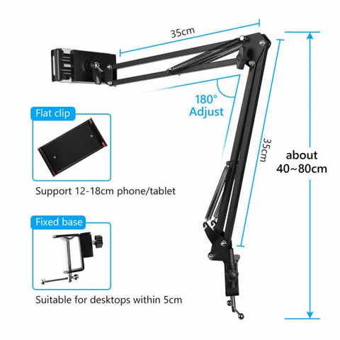 Aluminum 360Â° Adjustable Bed Flexible Long Arm Tablet Stand Phone Holder