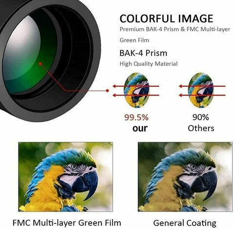 Durable Portable Telescope Monocular Travel Low Light Vision Phone Clip +Tripod