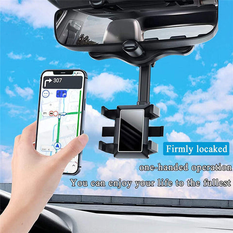360°Car Rear View Mirror Mount Holder Retratable GPS Stand Universal for iPhone
