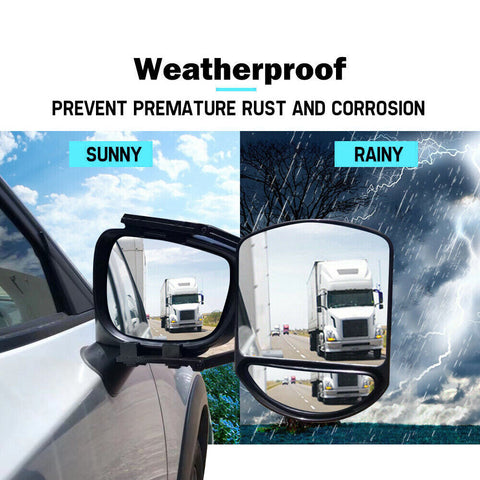 2x Towing Mirrors Pair Clip on Multi Fit Clamp On Towing Caravan 4X4 Trailer