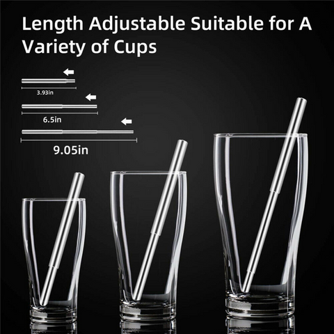 5 sets Reusable Collapsible Stainless Steel Straws Metal Straw+Brush Value Set