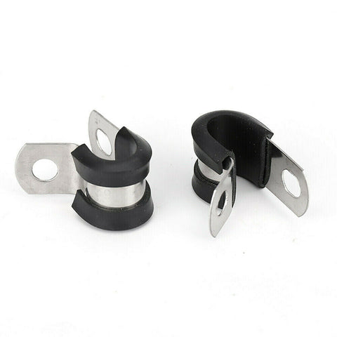 Set 42X EPDM Rubber Lined P Clips Cable Hose Pipe Clamps Holder Air Clip Clamp