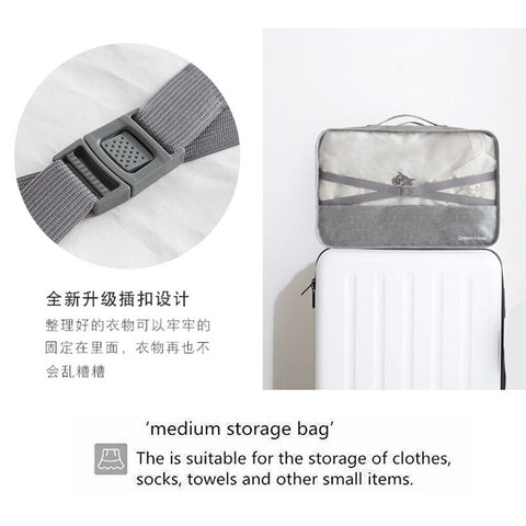 7Pcs Packing Cubes Travel Pouches Luggage Organiser Clothes Suitcase Storage Bag