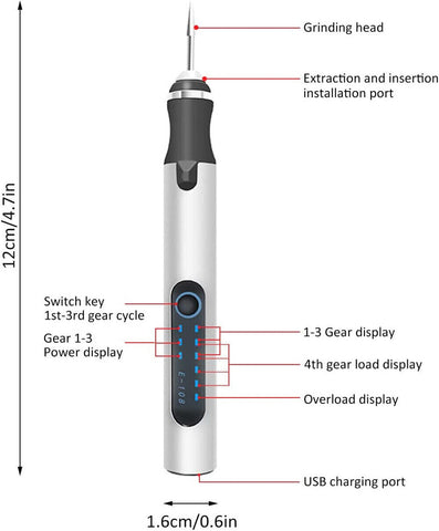 Electric Micro Engraver Pen Tip Engraving Cordless Metal Jewelry Wood Glass Tool