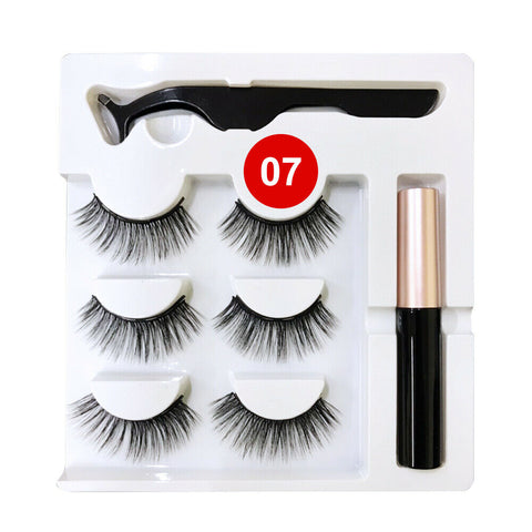 Natural Magnetic False Eyelashes Eye Lashes Extension Liquid Eyeliner Tweezer