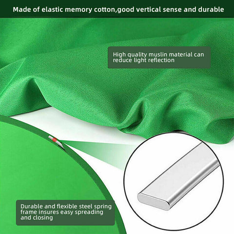 110-142CM Pop-up Green Screen Round Background Cloths+LED Light Room Photography