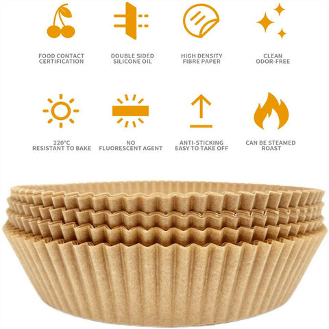 50/100pcs 16cm Air Fryer Parchment Baking Oil Paper Bowl Round Non-Stick Liner