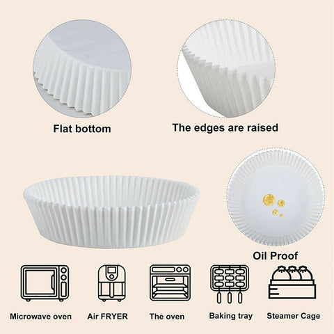 50/100pcs 16cm Air Fryer Parchment Baking Oil Paper Bowl Round Non-Stick Liner