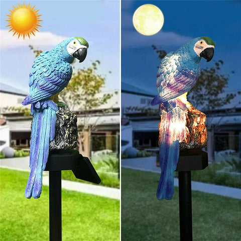 Solar Powered LED Garden Parrot Lights Outdoor Ornament Lawn Path Lamp Rainproof