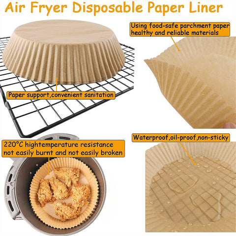 50/100pcs 16cm Air Fryer Parchment Baking Oil Paper Bowl Round Non-Stick Liner