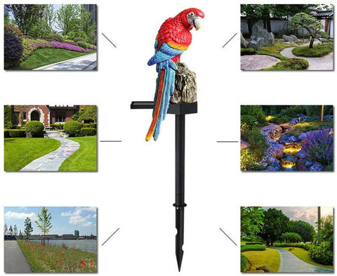 Solar Powered LED Garden Parrot Lights Outdoor Ornament Lawn Path Lamp Rainproof