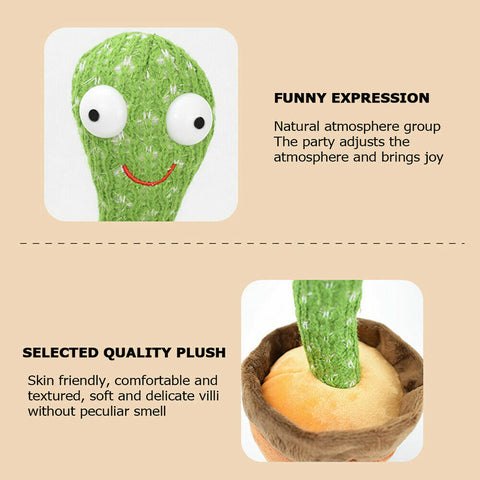 Dancing Cactus Plush Toy Doll Electronic Recording Shake With Song Funny Gift AU
