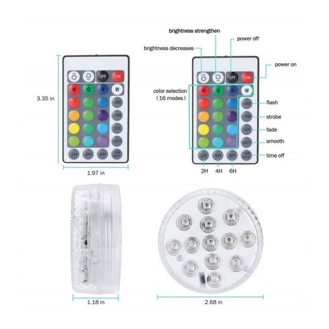 Underwater Lights Waterproof LED RGB Submersible Aquarium Pool Pond Lamp Remote