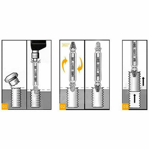 6x Damaged Screw Extractor Easy Out Broken Drill Bit Remover Kit Speed Out New