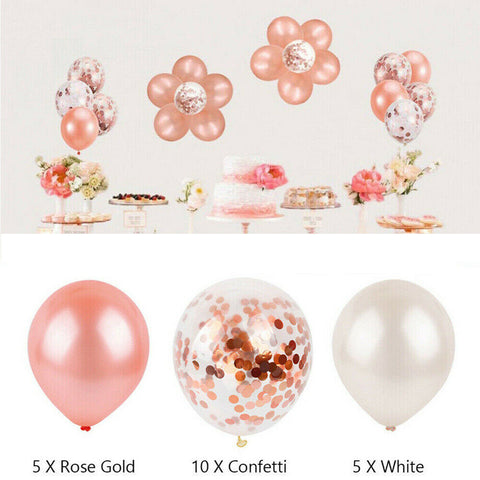 AU 20pcs Rose Gold Confetti Balloons For Birthday Marriage Party Decoration GIFT