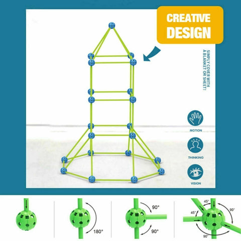 Kids Construction Fort Building Kit 175pcs Castles 3D Play House Tent Toy Gift