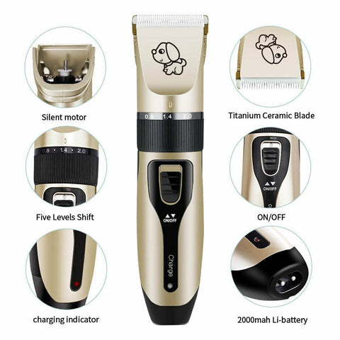 Electric Dog Clipper Comb Set Hair Trimmer Blade Cat Pet Grooming Horse Cordless