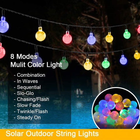 50LED Solar Globe String Fairy Light Outdoor Festoon Party Garden Tree Decor AU