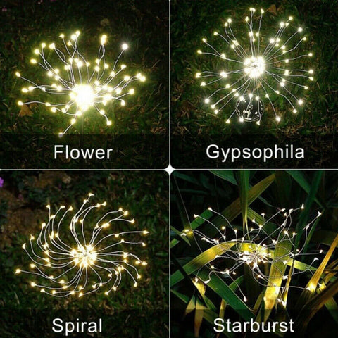 2X White/ Colorful Fireworks LED Fairy String Lights Starburst Solar Garden AU