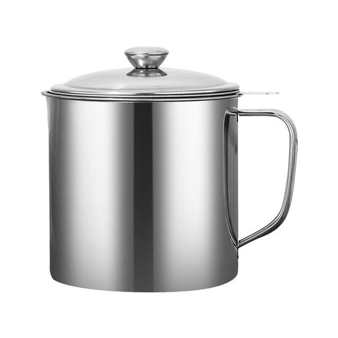 1.8L Stainless Steel Oil Filter Pot Cooking Soup Grease Strainer Separator AU