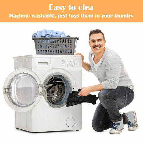 2x Heat Proof Resistant Oven BBQ Gloves Kitchen Cooking Silicone Mitt