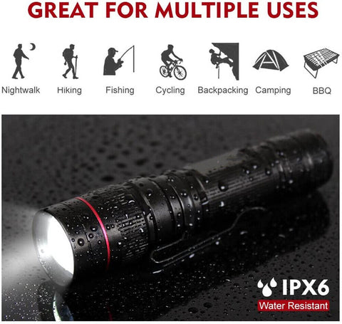 LED Flashlight Zoom USB Rechargeable Tactical Torch Light Waterproof AU
