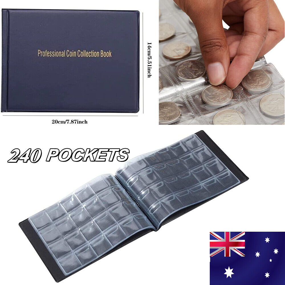 240 Coin Holder Collection Storage Collecting Money Penny Pockets Album Book AU