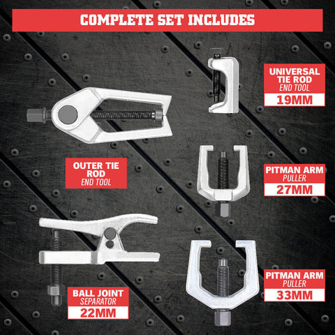 5X Front End Service Tool Kit Ball Joint Tie Rod Set Pitman Arm Puller Remover