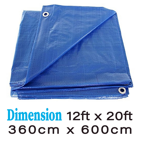 Blue Tarpaulin Tarp Canvas Waterprood Camping Poly Tarps Cover Sheet Truck UV PE