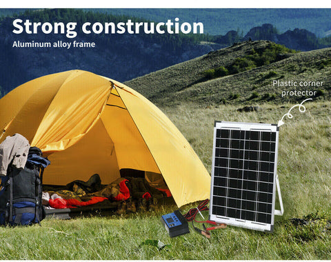 Solar 12V 10W Panel Kit MONO Caravan Home Regulator RV Camping Power Charging