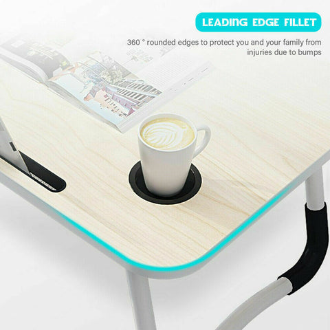 Laptop Stand Table Foldable Desk Computer Study Bed Adjustable Portable Cup Slot
