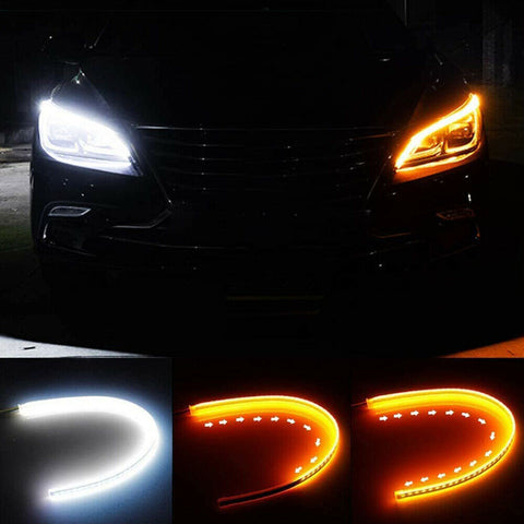 2PCS 60cm Sequential LED Strip Indicator Turn Signal DRL Daytime Running Lights