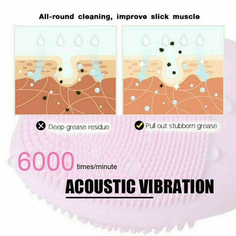 Silicone Face Cleansing Brush Electric Facial Cleanser Washing Massager Scrubber