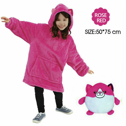 KIds Blanket Hoodie Comfy Ultra Plush Sweatshirt Hug Warm Fleece With Hooded AU