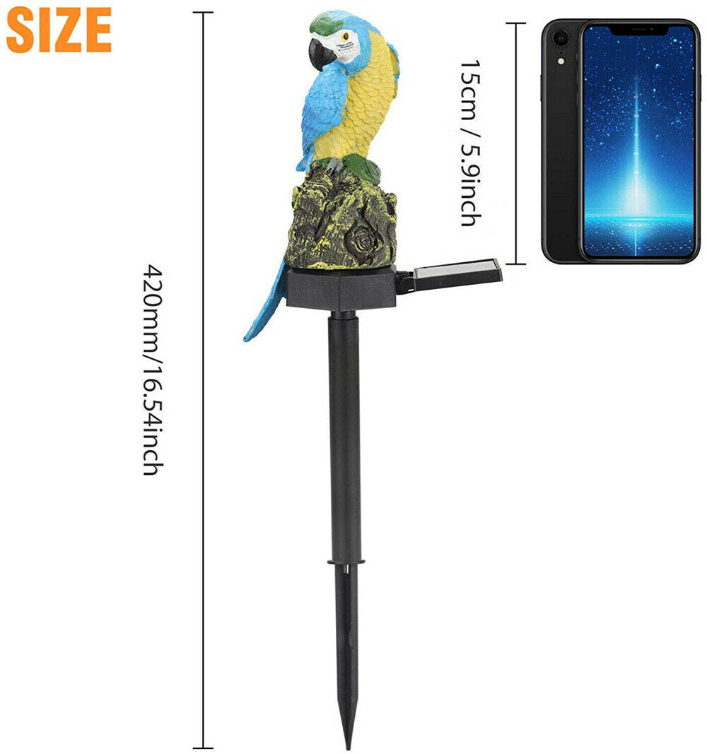 Solar Powered LED Garden Parrot Lights Outdoor Ornament Lawn Path Lamp Rainproof