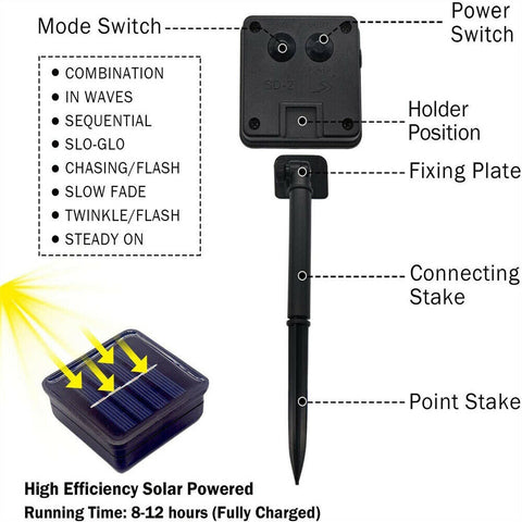 7m 50LED Solar Powered Fairy String Light Raindrop Outdoor Party Decor Tree Lamp