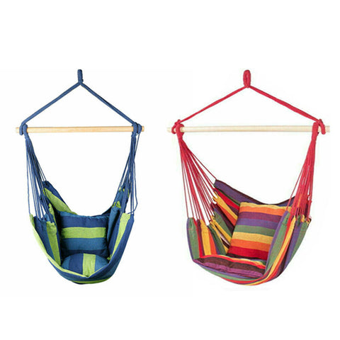 Garden Portable Hanging Hammock Chair Swing Outdoor Camping Soft Cushions