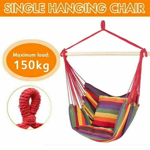 Garden Portable Hanging Hammock Chair Swing Outdoor Camping Soft Cushions