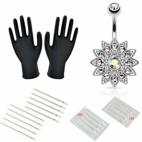 41 Pcs Professional Body Piercing Tool Kit Ear Nose Navel Nipple Needles Set