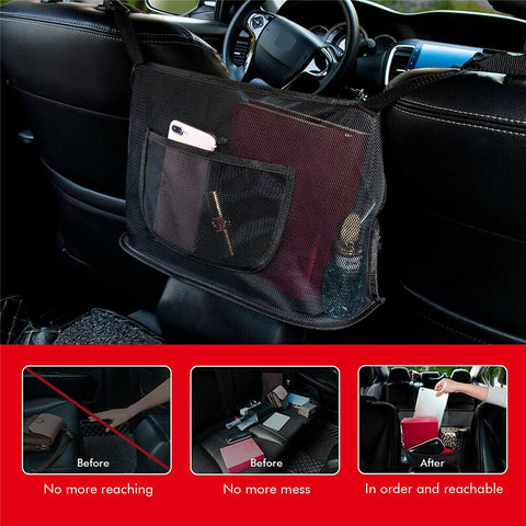 Upgraded Car Net Pocket Handbag Mesh Holder Purse Organizer Seat Side Storage