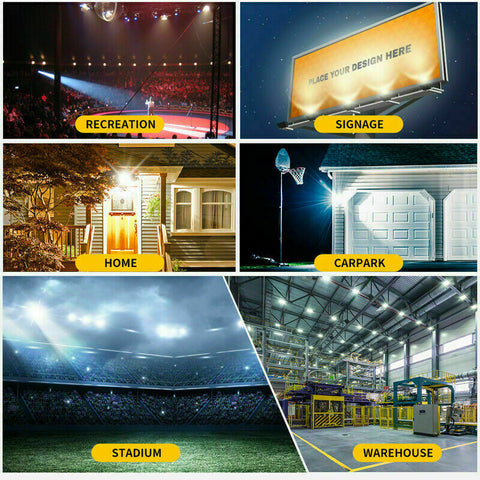 300W LED Floodlight Spotlight SMD Waterproof Outdoor Cool White Plug High Power