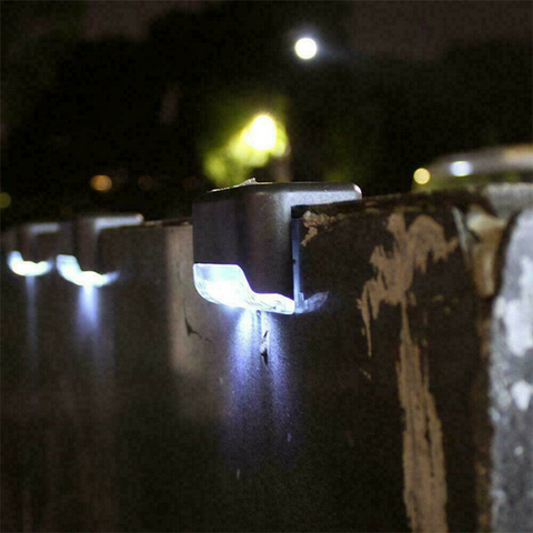 4/8pcs Outdoor Solar LED Deck Lights Garden Pathway Stairs Step Fence Lamps