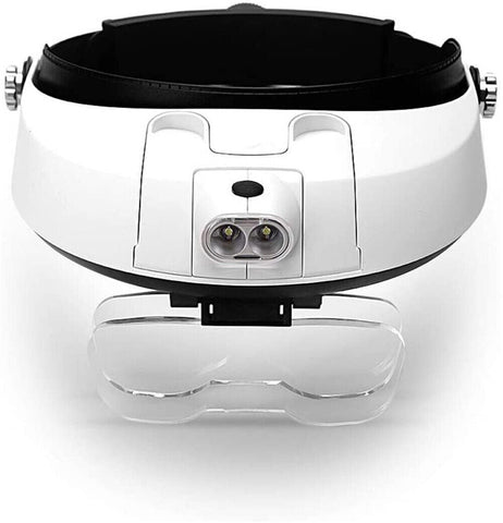 Jewelry Headband Magnifier 2 LED Lamp Head Mounted Magnifying Glass Loupe Light