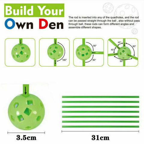 Kids Construction Fort Building Kit 175pcs Castles 3D Play House Tent Toy Gift