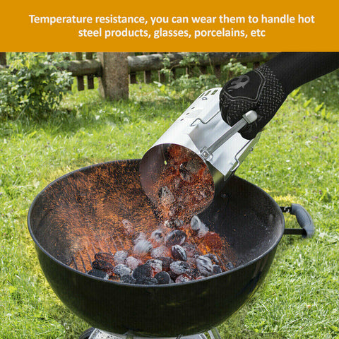 2x Heat Proof Resistant Oven BBQ Gloves Kitchen Cooking Silicone Mitt