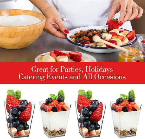 Small Plastic JELLY Mousse CUPS Clear Party Dessert Cake Shot Drink Tumbler Bowl