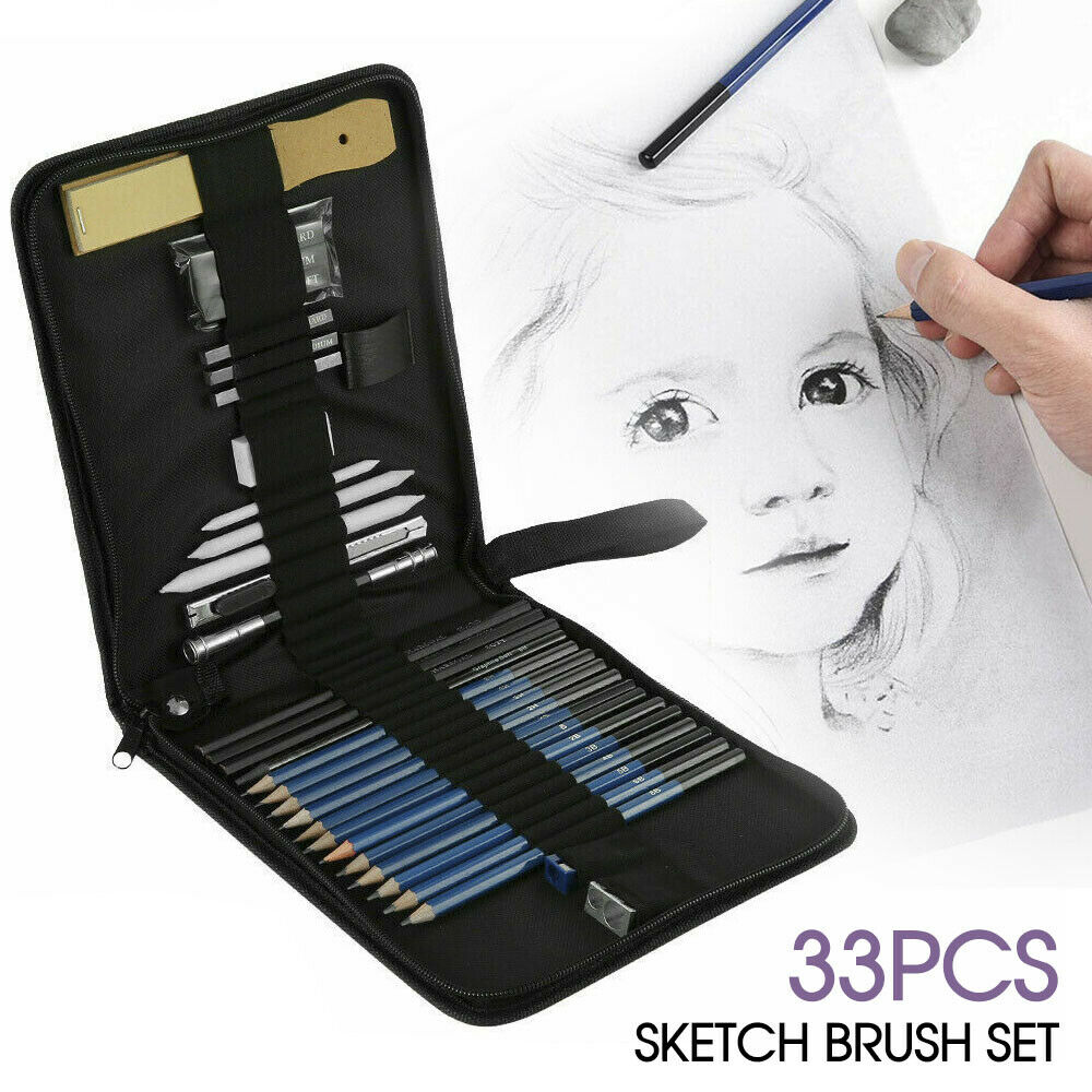33pcs Drawing Sketch Set Charcoal Pencil Eraser Art Craft Painting Ske ...