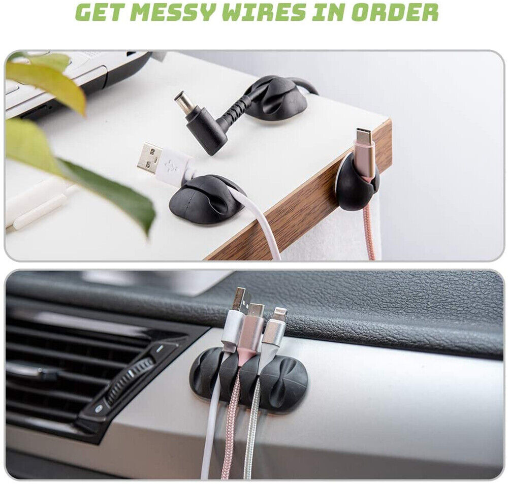 6 PCS Cable Clips Management Holder Cord Wire Line Organizer Self-Adhesive AU