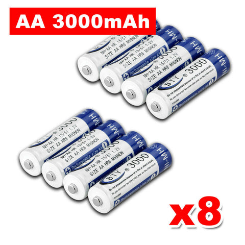 4-20x Rechargeable Battery NI-MH 1.2V 3000mAh AA/1000mAh AAA Recharge Batteries