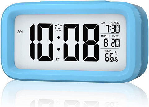 Battery Operated LED Display Digital Alarm Clock Snooze Date Temperature Snooze